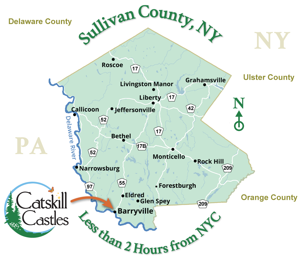 Sullivan County hamlet highlighted map